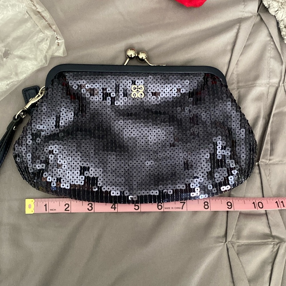 NWT~ Coach special edition blue sequin clutch with wristlet